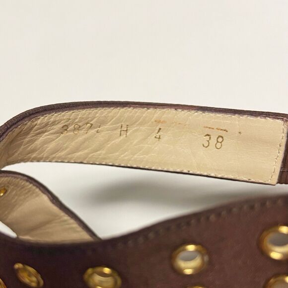 Vintage Giorgio Moretto Brown D'Orsay Cross Strap Heels EU 38 US 7.5 Pointed Toe - Picture 7 of 9